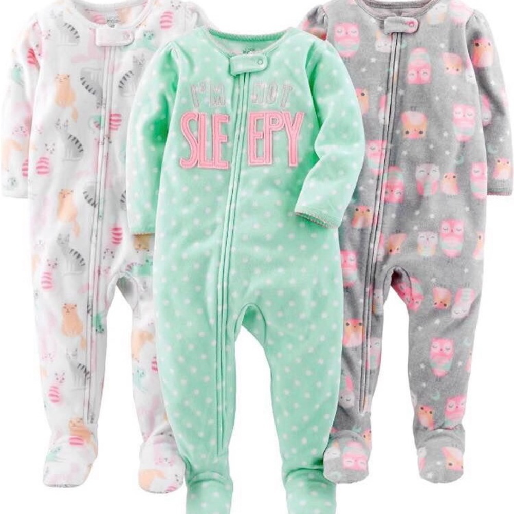NWOT 3pc Fleece Footed PJs 4T